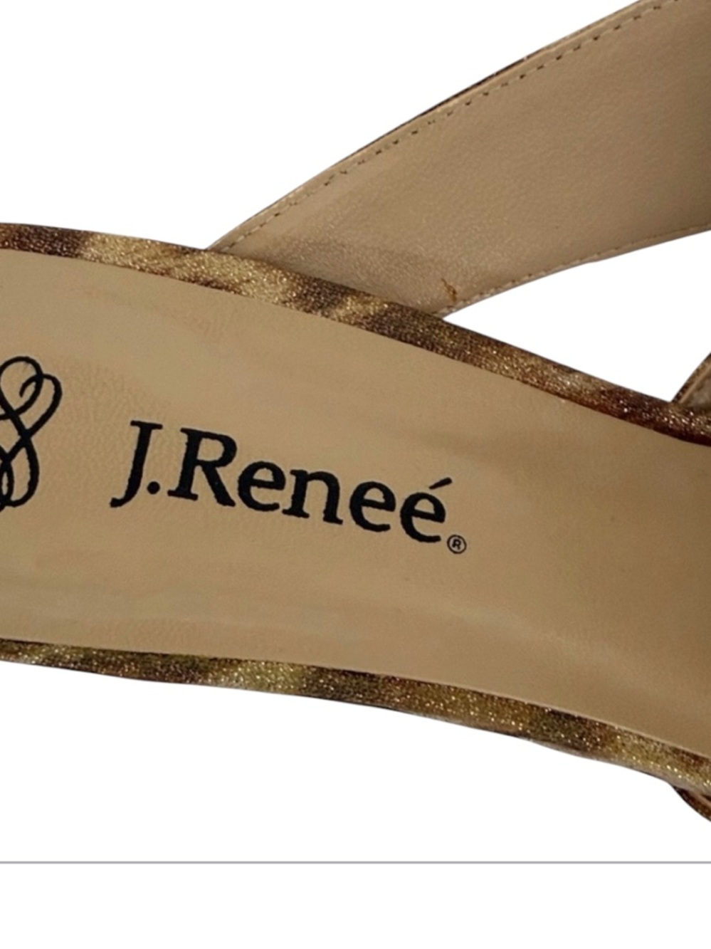 J. Renee Joslin Shimmer Leopard Rosette Slide Sandal Kitten Heel Mule 8.5 - Picture 11 of 12